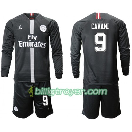 Billige Fotballdrakter Paris Saint-Germain CAVANI 9 Jodan Svart Barn Tredjedraktsett 2018/19 Langermet